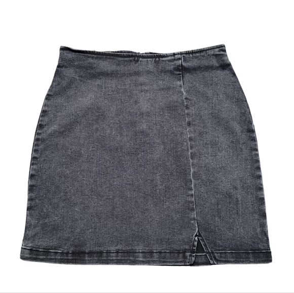 wild fable Other - Girls size 2 Black Denim Jean Skirt with Cutout Slit Stretchy Comfort Wild Fable